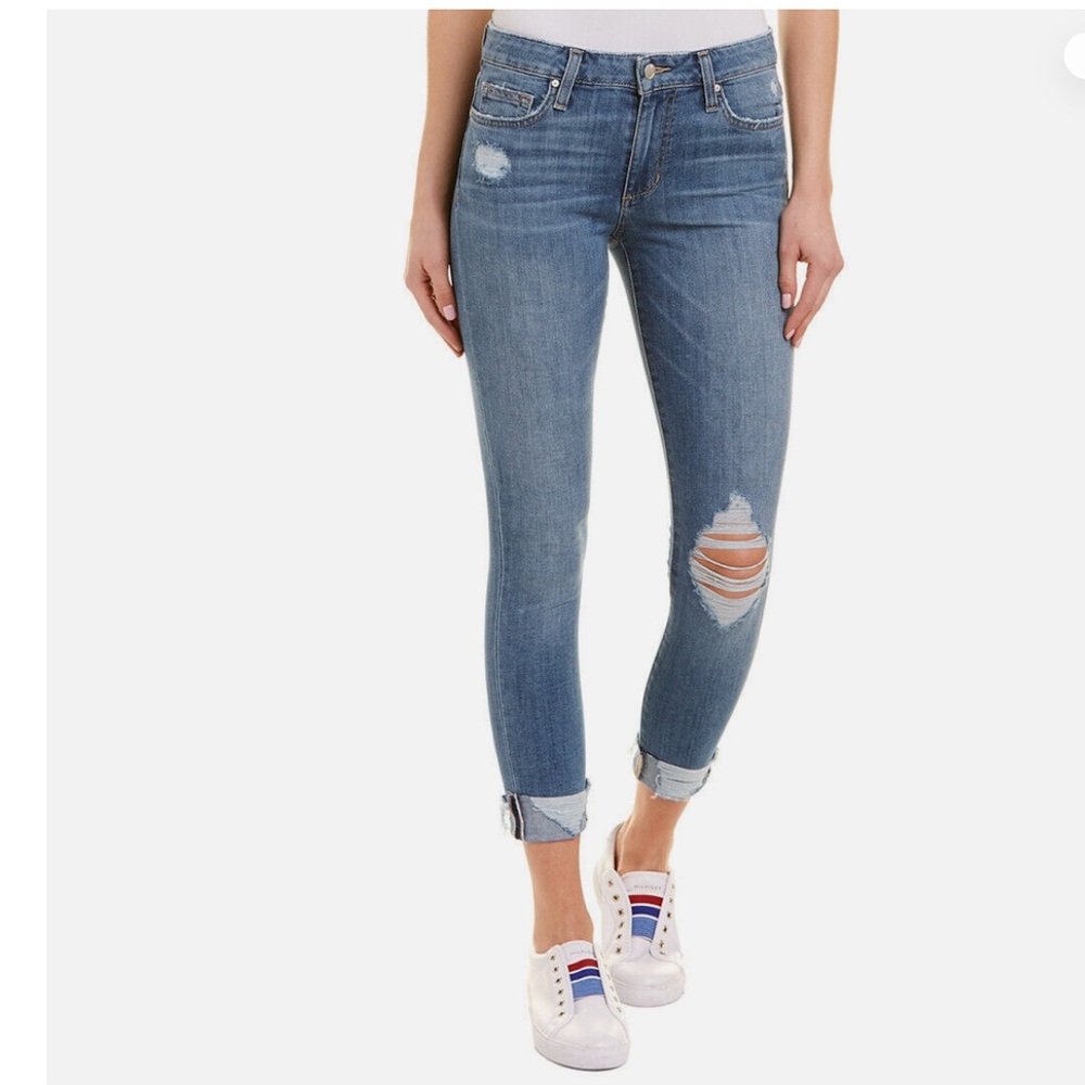 Joe's Jeans ~ Distressed Icon Rhea Mid Rise Skinny Cuff Crop Jean ~ Size 25